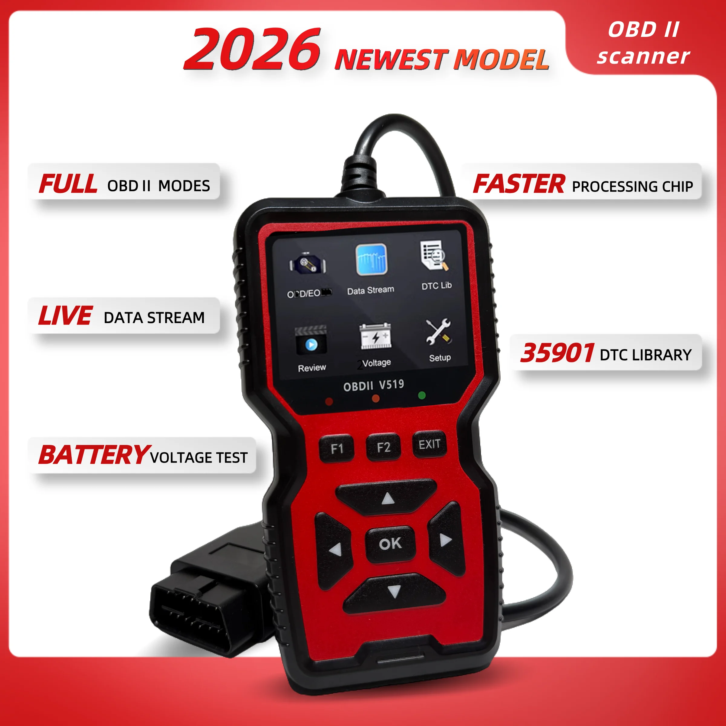 Scanner OBD2 V519 con schermo a colori