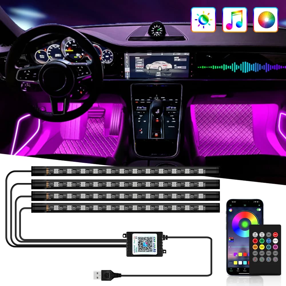 Kit LED atmosfera RGB interni auto con app